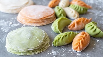 Colourful Dumpling Wrappers 3 Ways (Plain, Spinach & Gochujang)