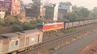 12533 Pushpak Express FLIES Past overtook Loaded Coal Freight | Epic Parallel Run | KYN WAP7 39050