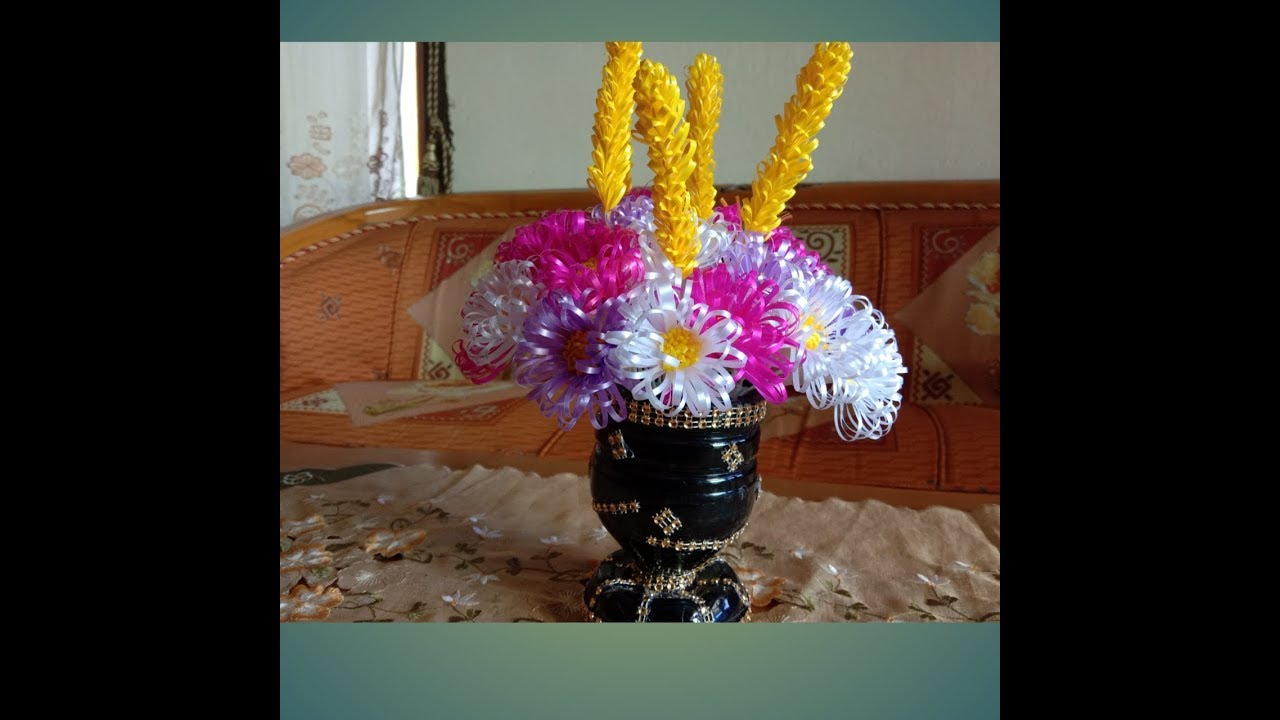  Cara  membuat  vas  bunga  dari  botol plastik dan Bunga  Aster 