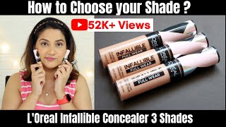 LOreal Paris infallible Full Wear Concealer Review with &  Swatches of All 3 Shades 