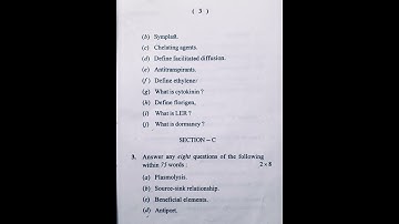 B.S.C 5th semester /plant  physiology (core-12)  previous year question paper//Bramhapur University/