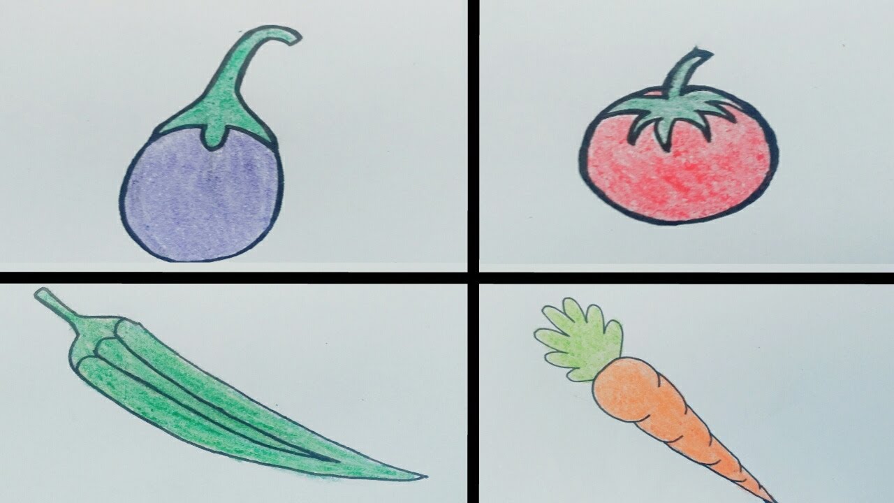 How to draw vegetables - YouTube