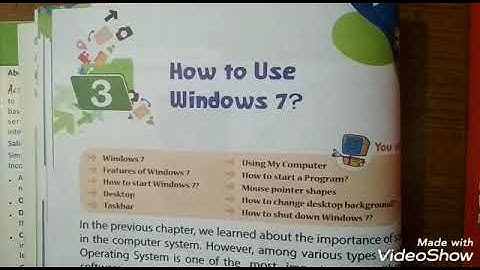 Class 3rd |Chapter 3 : How To Use Windows 7 (Part 1)