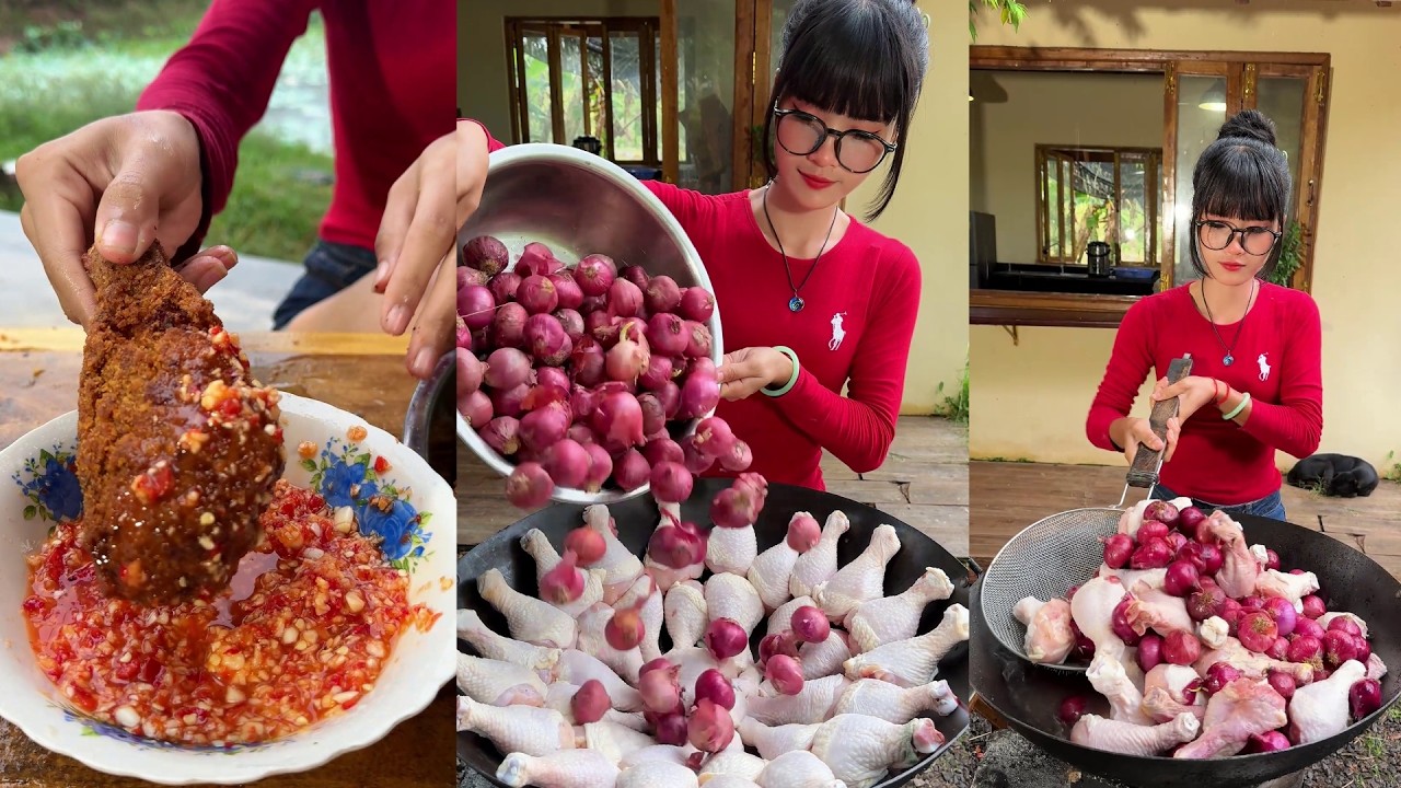 Amazing cooking wash chicken with onion for crispy fried recipe