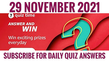 Amazon Quiz Answers Today  | Win 20000 Amazon Pay Balance | 29 November 2021
