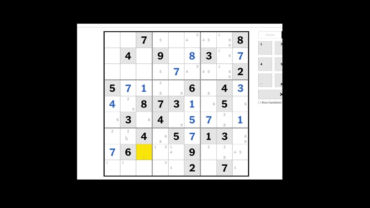 NY Times Hard Sudoku - December 3 2023 (Solution/Walkthrough)