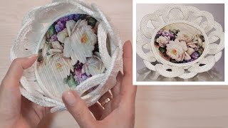 DIY 😍Взяла шнур и деревянные шпажки. 👍Вы легко сделаете такую корзинку.