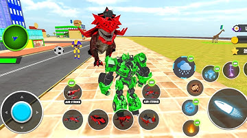 Green Robot Multiple Transformers Dino Car Jet Robot Action - Android Gameplay Part-6