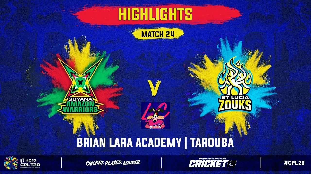 MATCH 24 HIGHLIGHTS | Guayana Amazon Warriors v St. Lucia Zouks | CRICKET 19 [4K]
