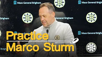 Sturm speaks with the media following practice at Warrior Ice Arena on Sunday