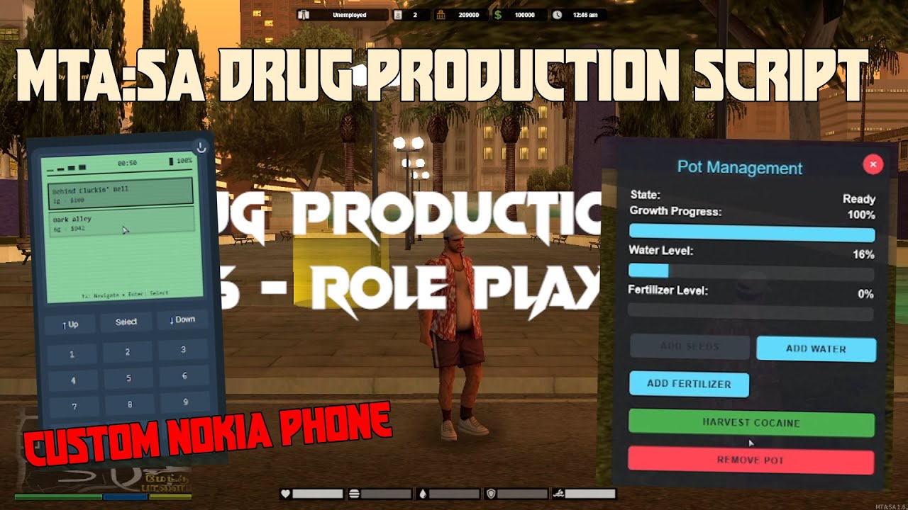 🔥 MTA:SA DRUG PRODUCTION SCRIPT | CUSTOM NOKIA PHONE UI | COCAINE FARMING SYSTEM 🔥