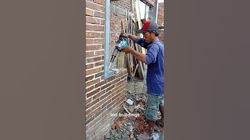 Method of dismantling brick walls using a drill machine #building #construction #satisfying