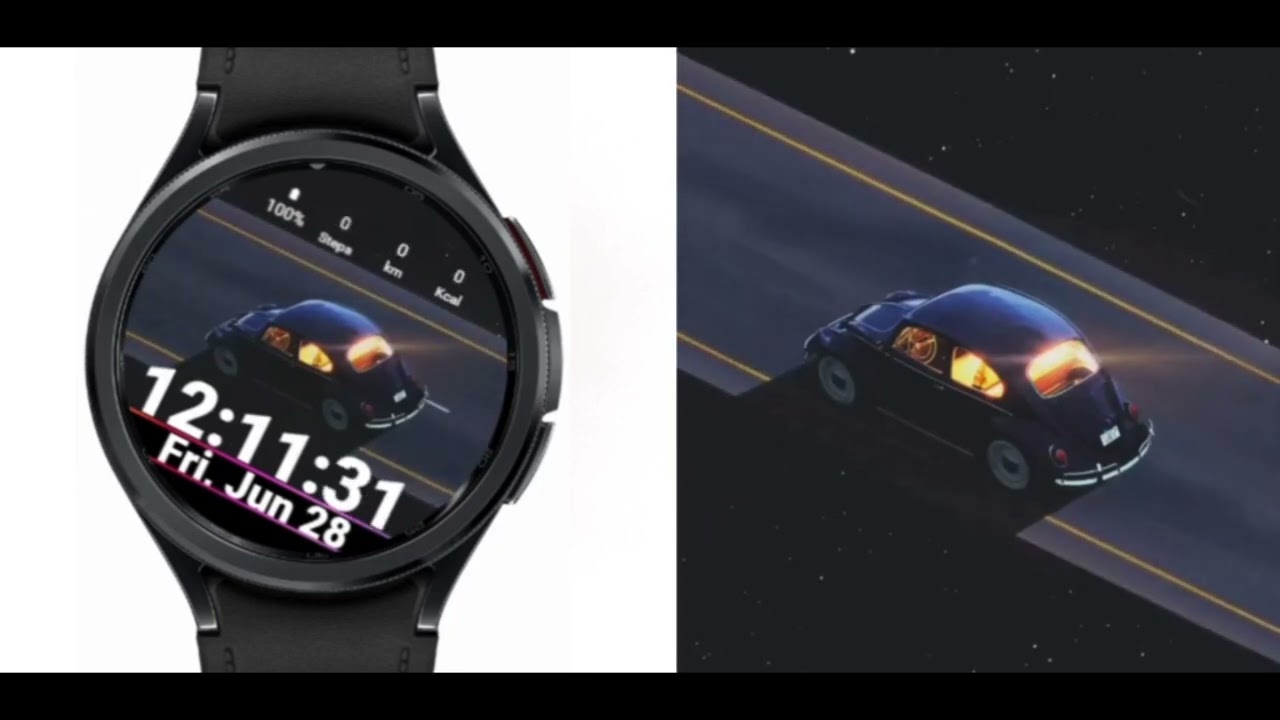 Retro Car Animated Watch Face Wear Os
