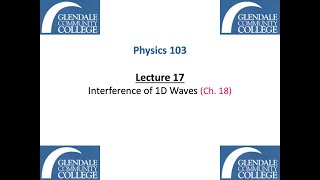 Phys 103 - Lecture 17 - Interference of 1D Waves Profile