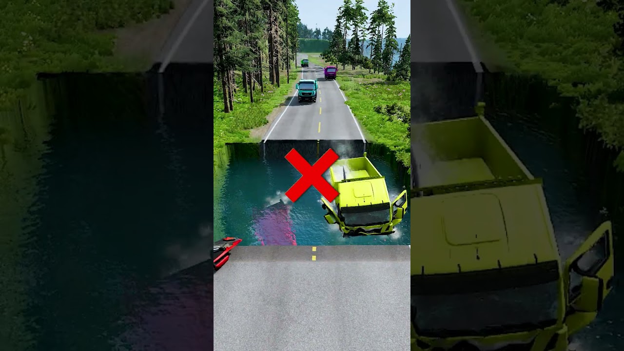 Dump trucks vs massive water pit #6 