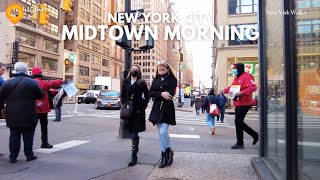 Busy Morning in Midtown Manhattan - 38th Street and Lexington Avenue walk New York City [4K]