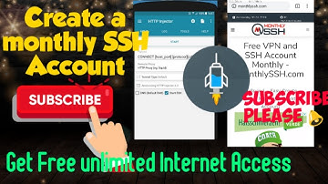 How to create a monthly SSH Account for injector App  Obtain  free internet Monthly