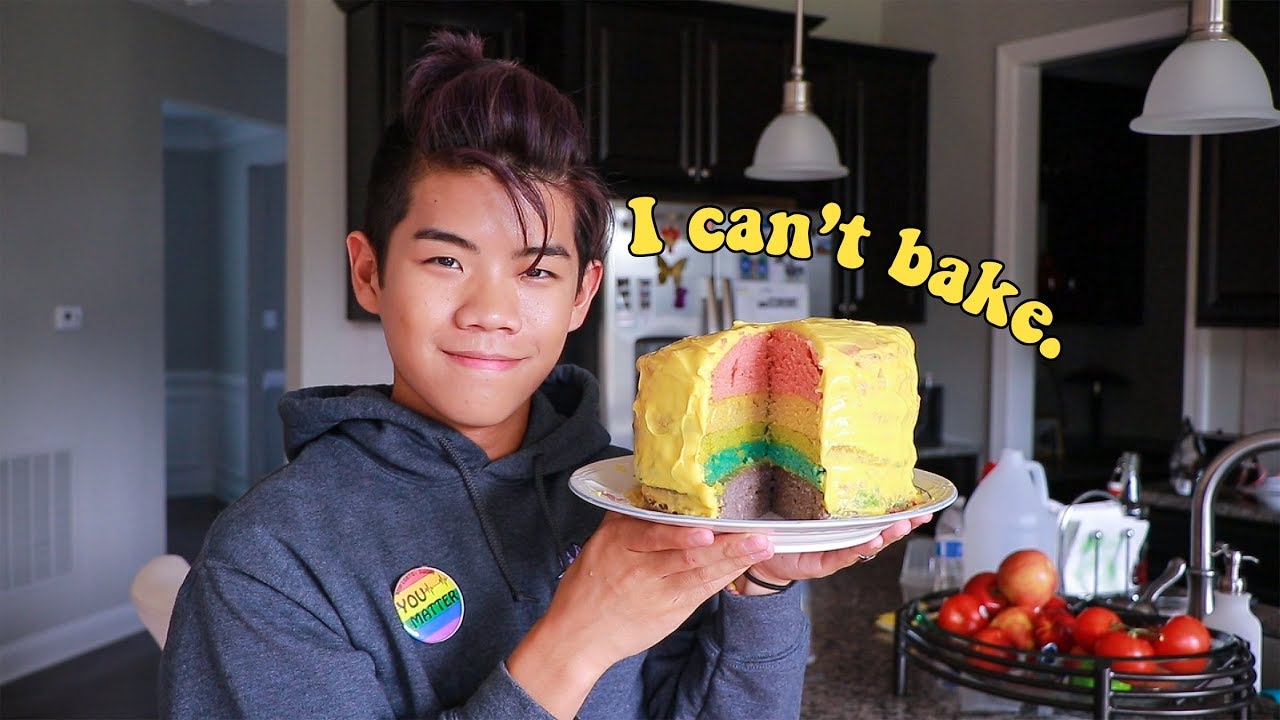 Baking a rainbow cake for my birthday because GAY