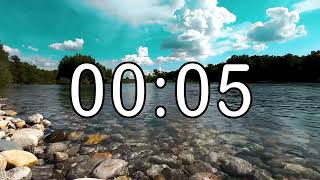 5 second timer with Calm and Soft Music and background of river and nature Wealth