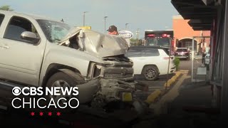 Pickup truck slams into strip mall in Hanover Park