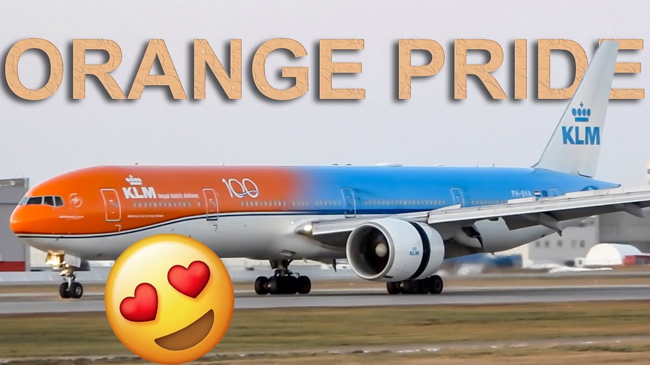 ORANGE PRIDE LIVERY!!! KLM Boeing 777-300(ER) (B77W) landing in