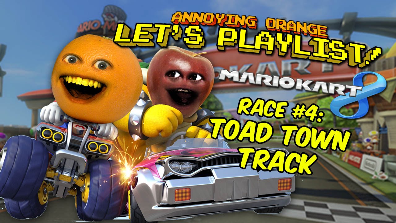 Annoying Orange Let S Playlist Mario Kart 8 Race 2 Toad Town Track Youtube - download epic car obby in roblox video 3gp mp4 flv hd mp3