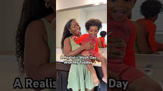 🥴 A REALISTIC Curly Hair Wash Day With My Toddler 🫶🏾 The Sink was a NO😭 #shorts #momlife