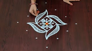 7×1dots easy rangoli|daily muggulu|thipkyanchi,festival rangoli|traditional rangoli#Rang kaa Rangoli