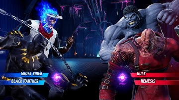 Ghost Rider & Black Panther vs Grey Hulk & Nemesis (Very Hard) - Marvel vs Capcom | 4K UHD Gameplay