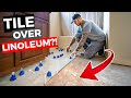 How To Tile OVER Linoleum Floors! CORRECTLY 😲