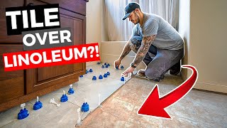 How To Tile OVER Linoleum Floors! CORRECTLY