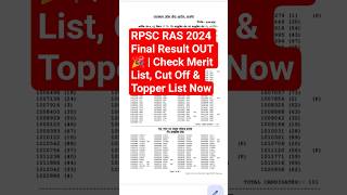 RPSC RAS 2024 Final Result OUT 🎉 | Check Merit List, Cut Off & Topper List Now🔥#shortsfeed #rpscras