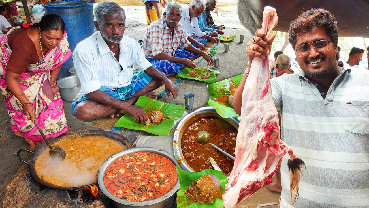 Famous Kandili MUTTON Kulambu Cooking | கந்திலி சந்தைகறி மட்டன் குழம்பு களி | Mutton Curry Recipe