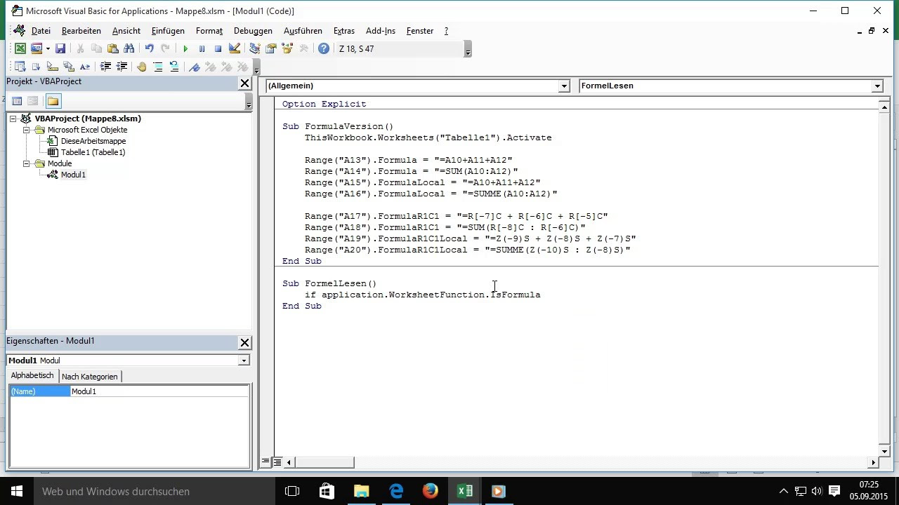 Update Formeln zuweisen und lesen | Auszug aus: Einstieg in VBA mit Excel