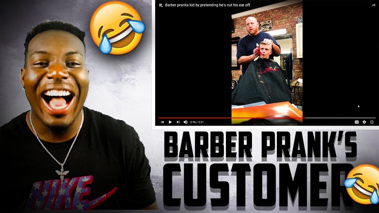 BARBER PRANKS KID WITH A FAKE CUT ON HIS EAR! (MUST WATCH) YouTube