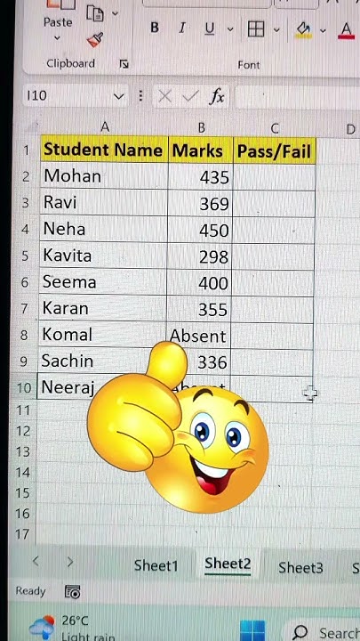 Find Students Pass/Fail Status Based On Marks In Excel 😎 | Excel For ...
