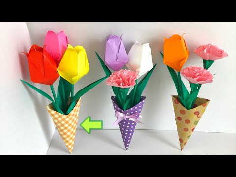 折り紙の花包み Origami Flower Packet Youtube