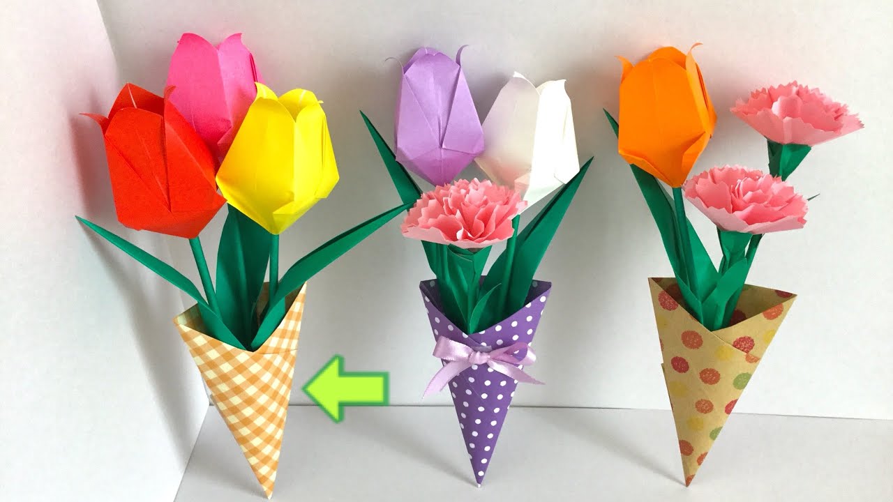 折り紙の花包み Origami Flower Packet Youtube