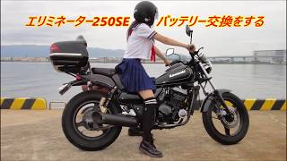 エリミネーター250SE バッテリー交換作業 最後に落ち有り。 エリミネーター250SE バッテリー交換作業 最後に落ち有り。