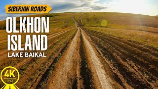4K Scenic Drive Video - Dirt Road Drive along Olkhon Island, Lake Baikal, Russia