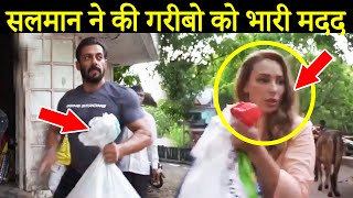 Salman Khan With Iulia Vantur, Jacqueline DONATING RATION To Poor People At His Farm House