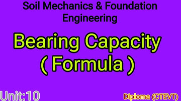 Unit:10 | Bearing Capacity | Soil Mechanics | Ultimate Bearing Capacity | Formula | Prashant YT |