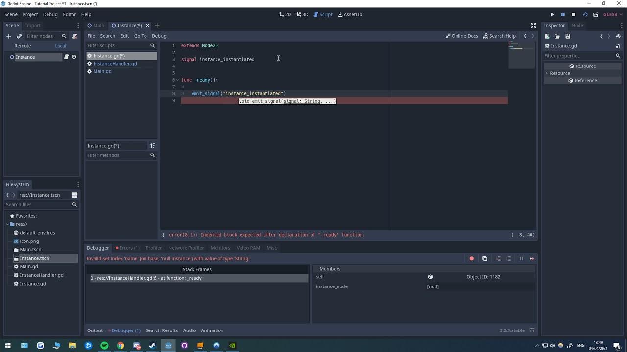 Godot get node null instance fix using signals youtube