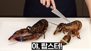 스테이크에 창의적으로 랍스터 넣기