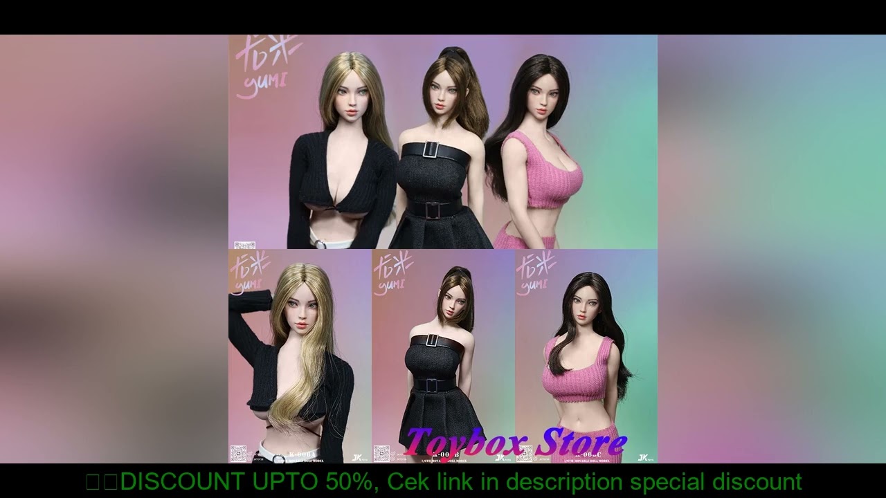 JKTOYS K-006 1/6 Beauty Girl Yumi Delicate Head Sculpt Movable Eye Design Black Gold Hair Style Mode