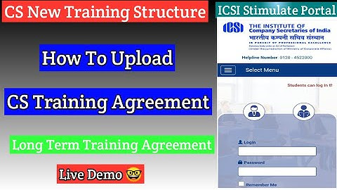 How To Upload CS Training Agreement | CS Articleship Agreement Upload on  CS Stimulate Portal | ICSI