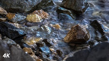 4K - Pink Noise - Gentle Rhythmic Waves on a Rocky Shore - Water Sounds - Peace with Nature
