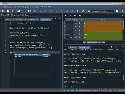 Program for Displaying student information in python