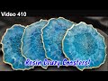 Blue and Gold Resin Crystal Druzy Coaster start to finish