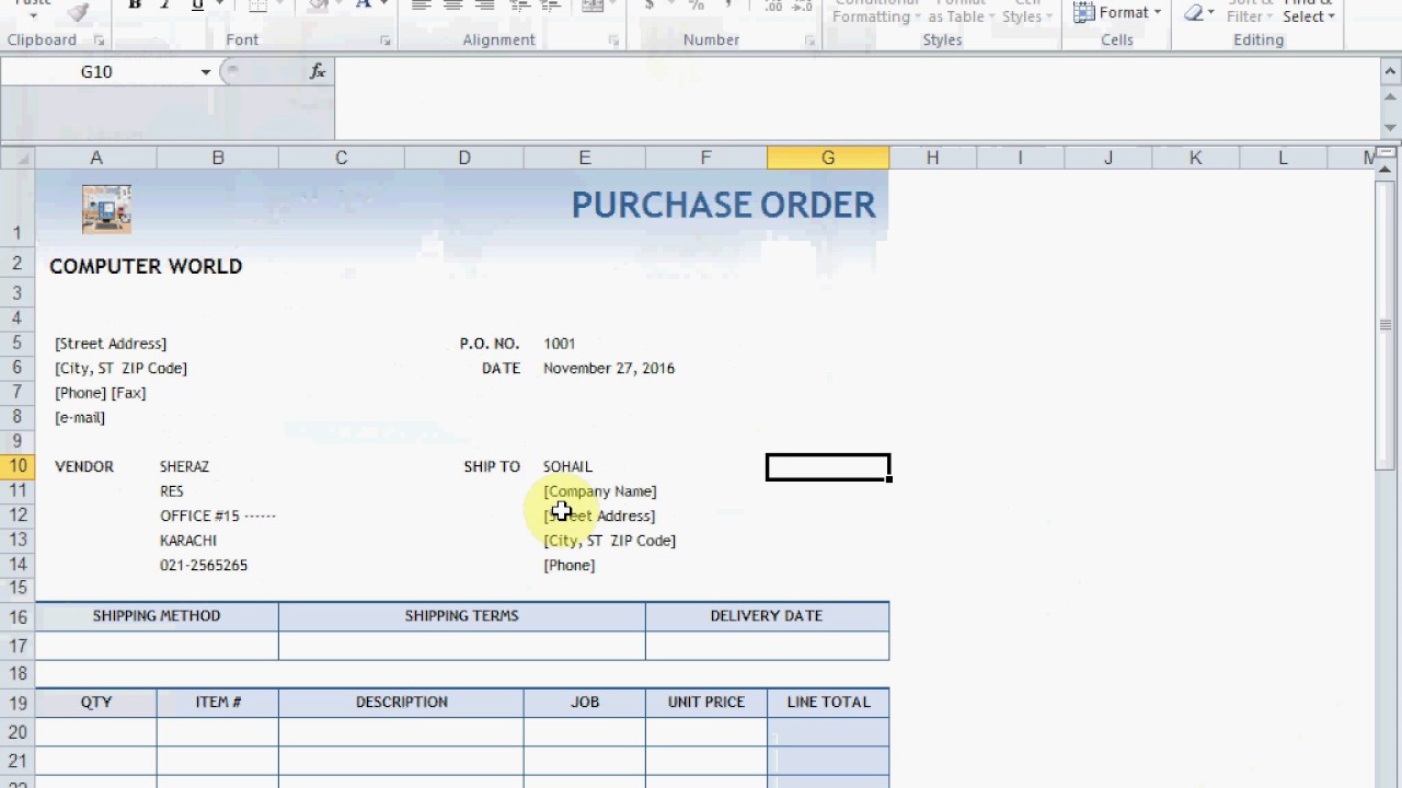 Excel Tips How To Create Po Purchase Order Youtube